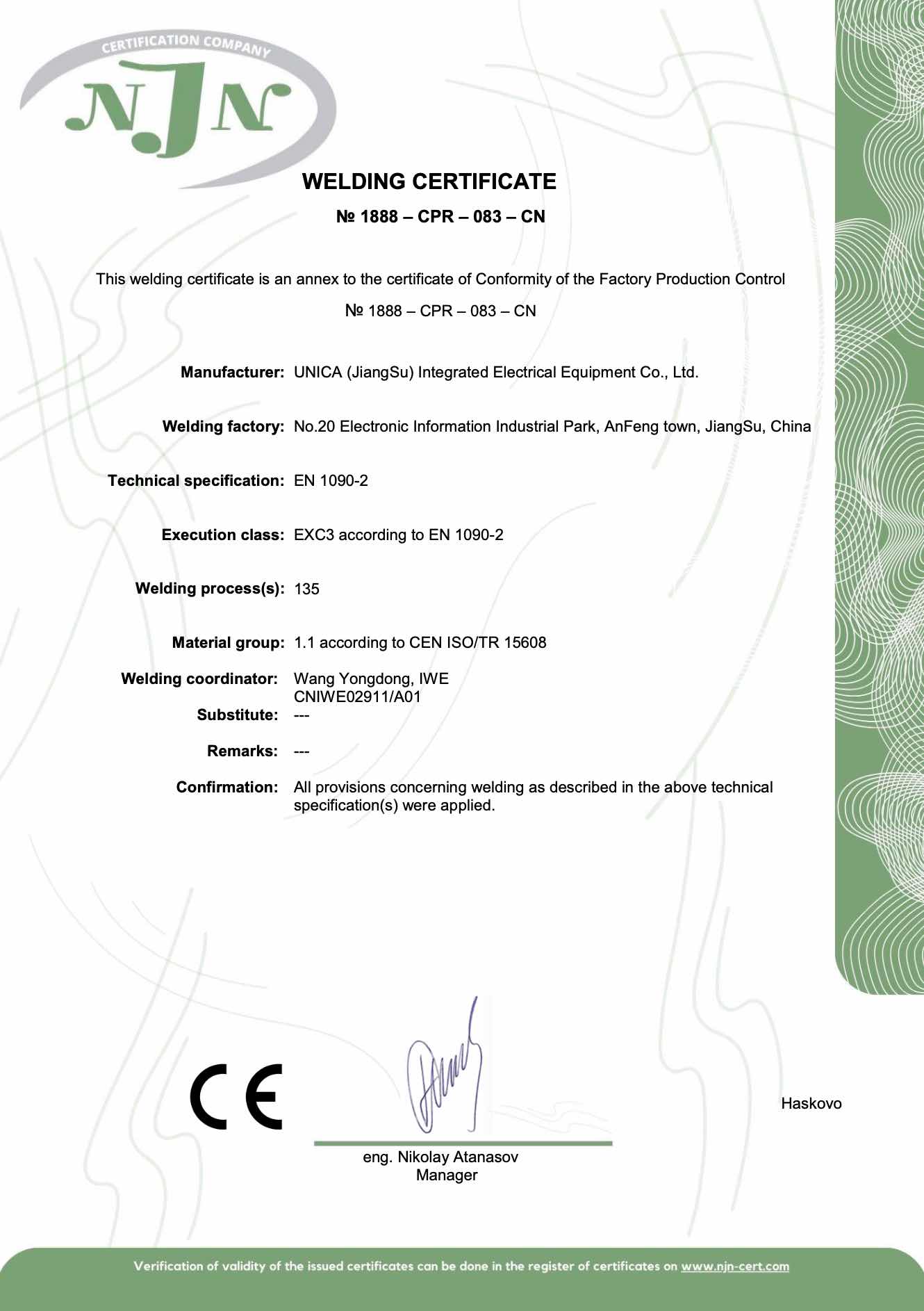 Welding certification